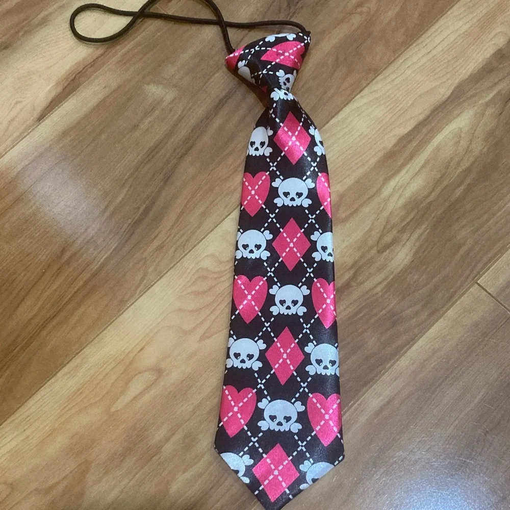 Kids Skull and Heart Patterned Tie Boy 4-7